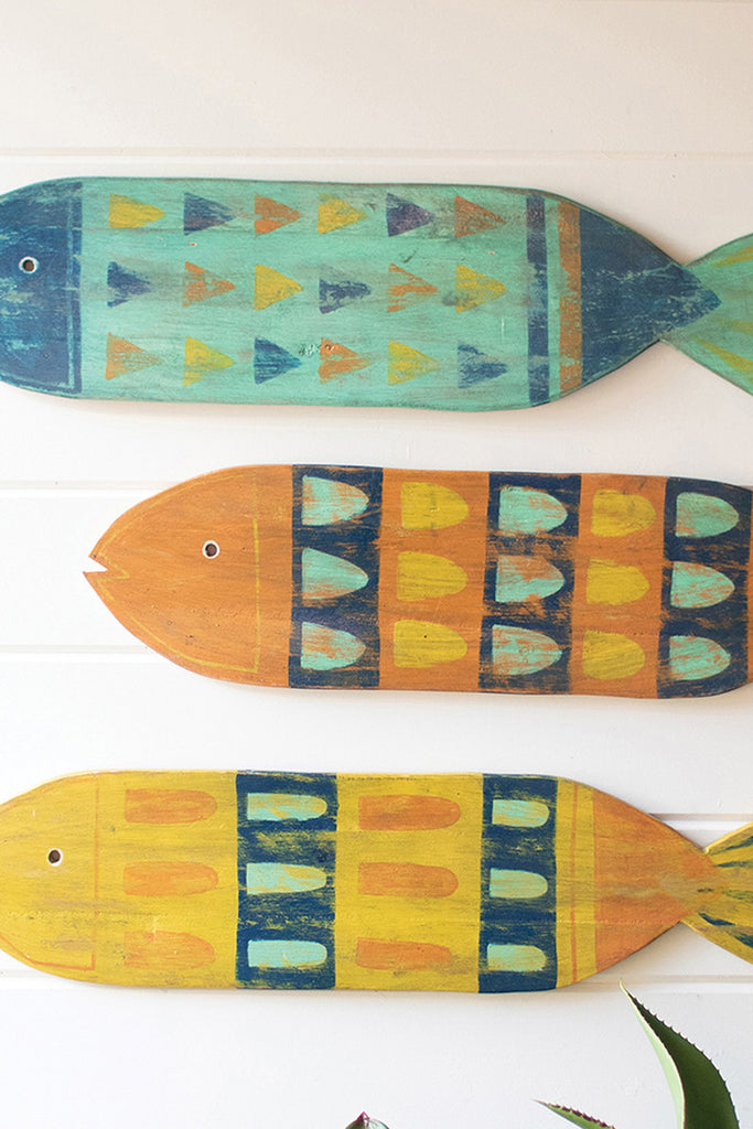 Wood fish wall art, set of 3 - The Nifty Decor