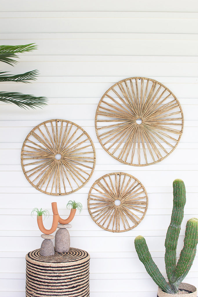 Set of 3 spoked seagrass wall art - The Nifty Decor