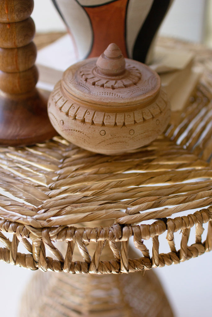 Woven bulbus seagrass side table - Bombay Mercantile