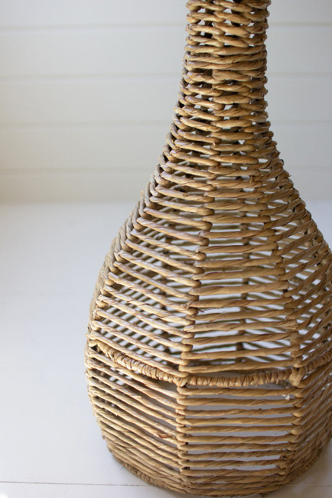 Woven bulbus seagrass side table - Bombay Mercantile