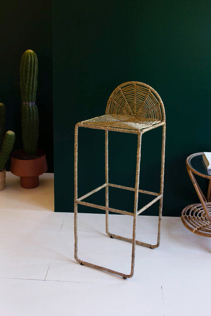 Woven seagrass barstool - Bombay Mercantile