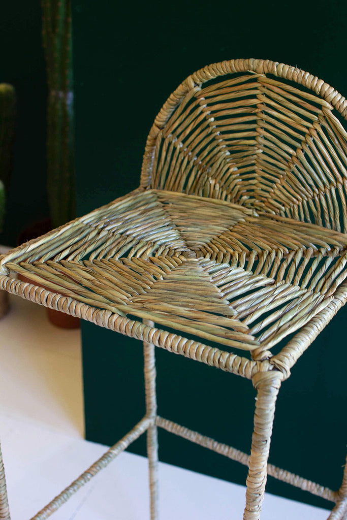 Woven seagrass barstool - Bombay Mercantile
