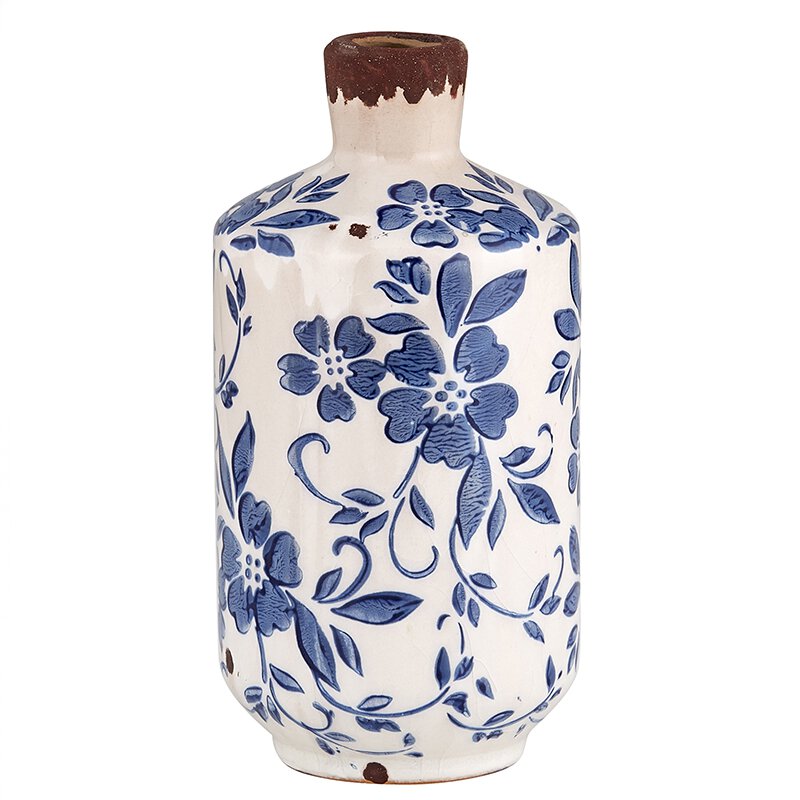 Vintage Blue Bottle Vase - Bombay Mercantile