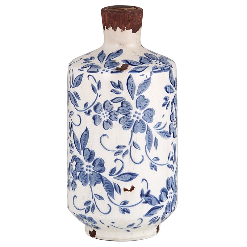 Vintage Blue Bottle Vase - Bombay Mercantile
