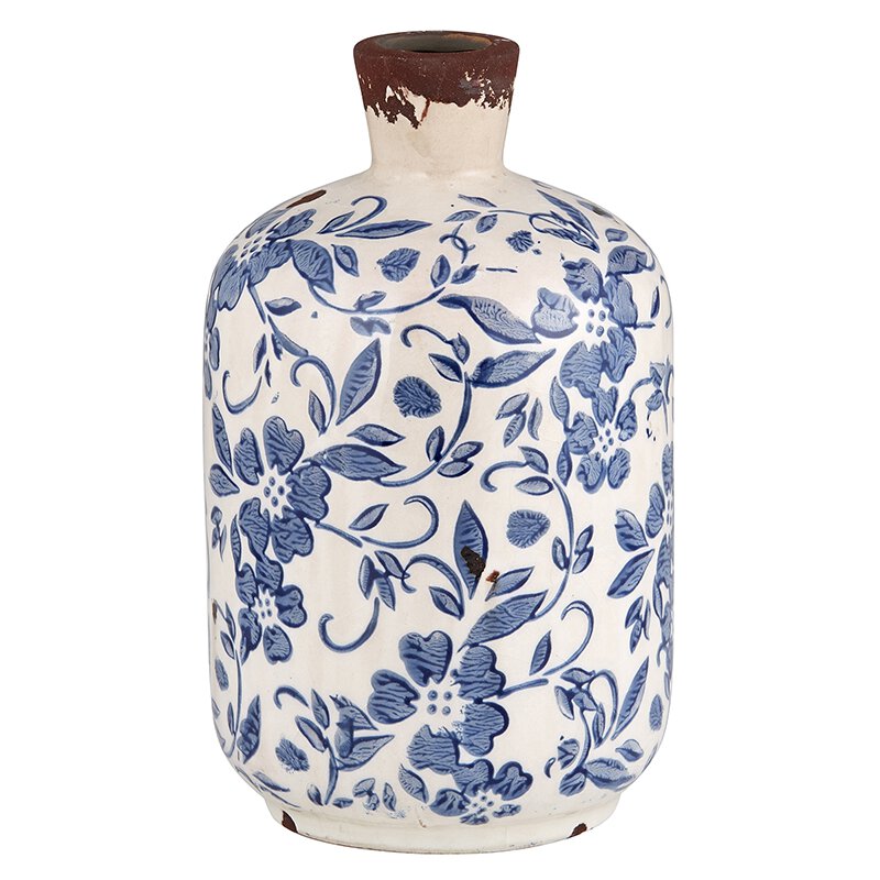 Vintage Blue Bottle Vase - Bombay Mercantile