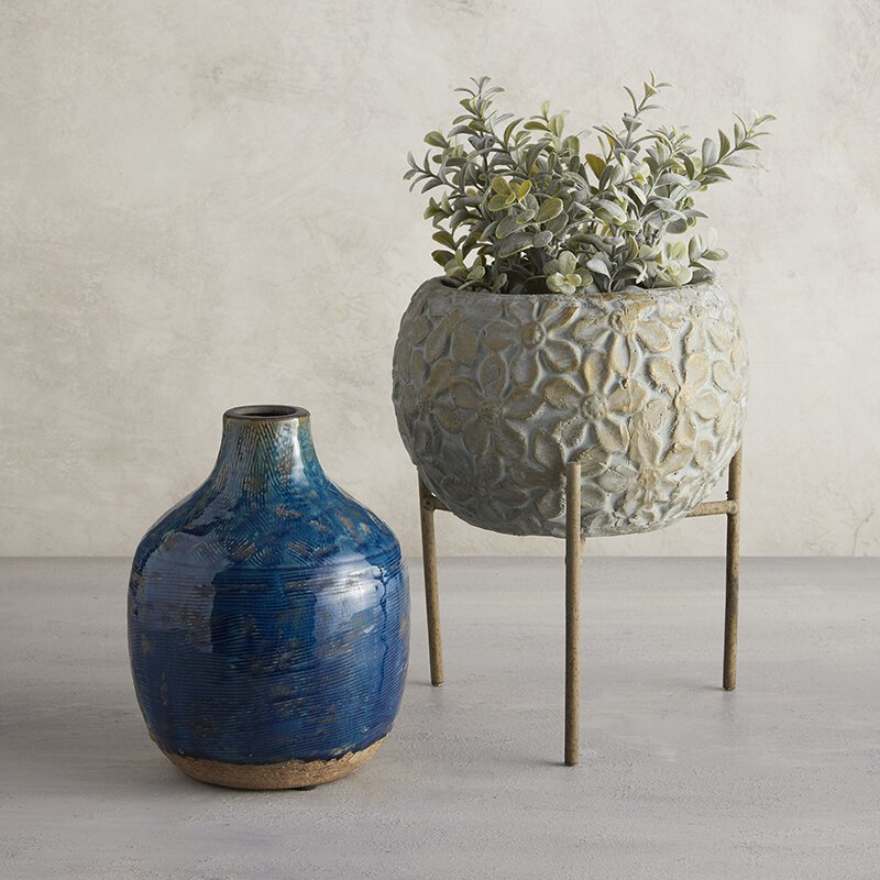 Vase - Aqua Blue - Bombay Mercantile