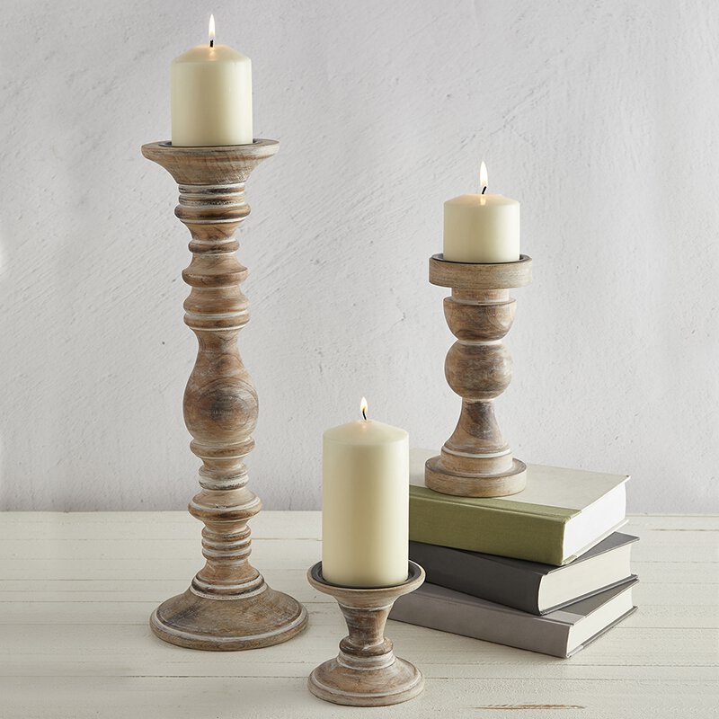 Mango Wood Candlestick - Bombay Mercantile