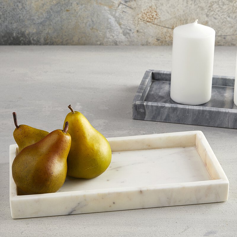 White Marble Tray - Bombay Mercantile