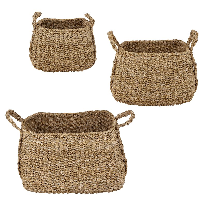 Square Basket with Handles Set - Large - Bombay Mercantile