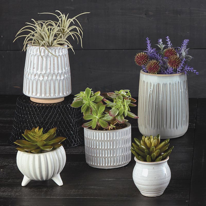 Tall Texture Cream Planter - Bombay Mercantile