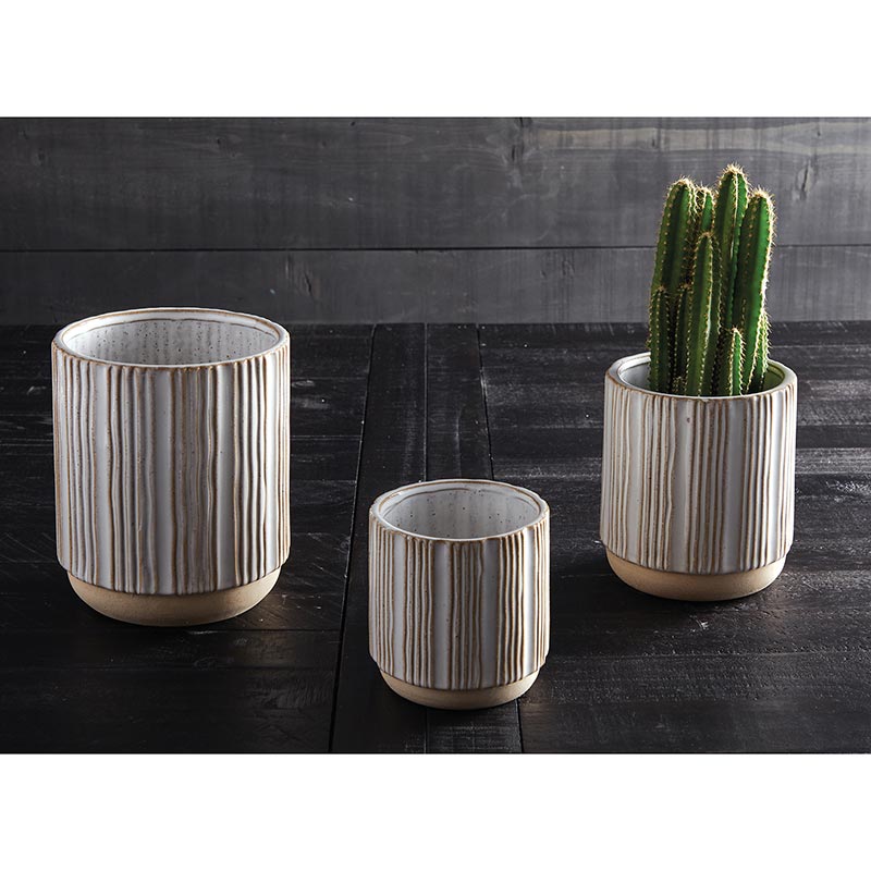 Round striped Pot - Bombay Mercantile