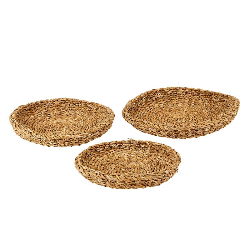 Sea Grass Basket Set - Round Tray - Bombay Mercantile