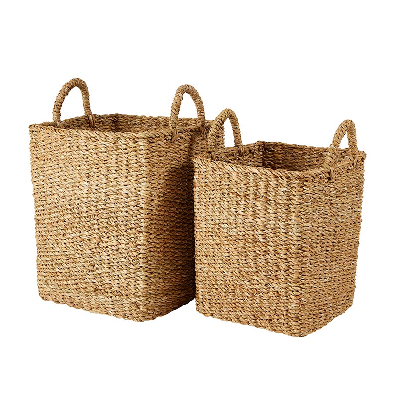 Sea Grass Basket Set - Plant Tub with Handles - Bombay Mercantile