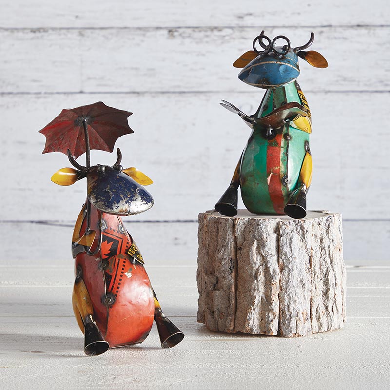 Iron Cow with Umbrella - Bombay Mercantile
