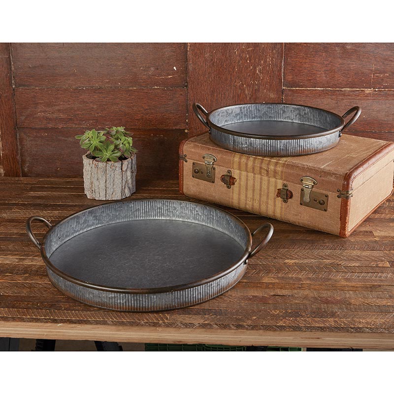 Galvanized Round Tray - Bombay Mercantile