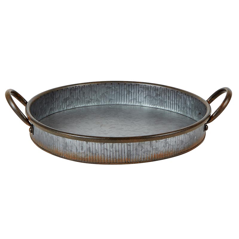 Galvanized Round Tray - Bombay Mercantile