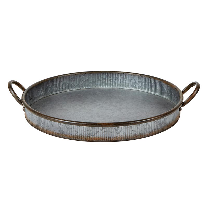 Galvanized Round Tray - Bombay Mercantile