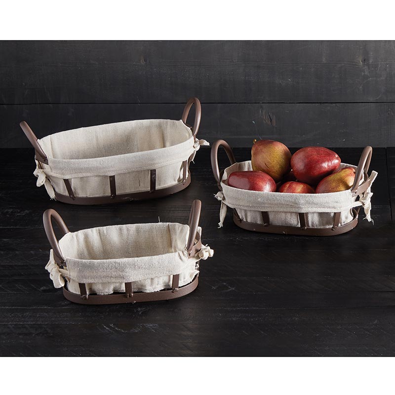 Metal & Fabric Basket Set - Bombay Mercantile