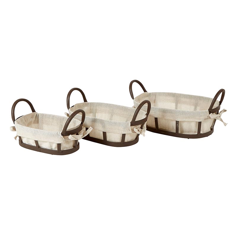 Metal & Fabric Basket Set - Bombay Mercantile