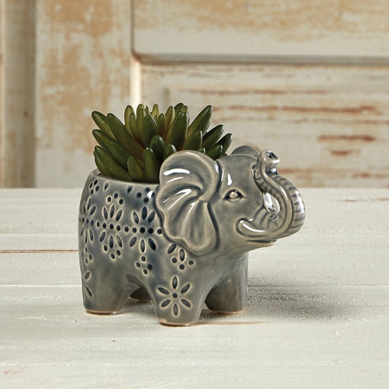 Grey Elephant Planter - Bombay Mercantile