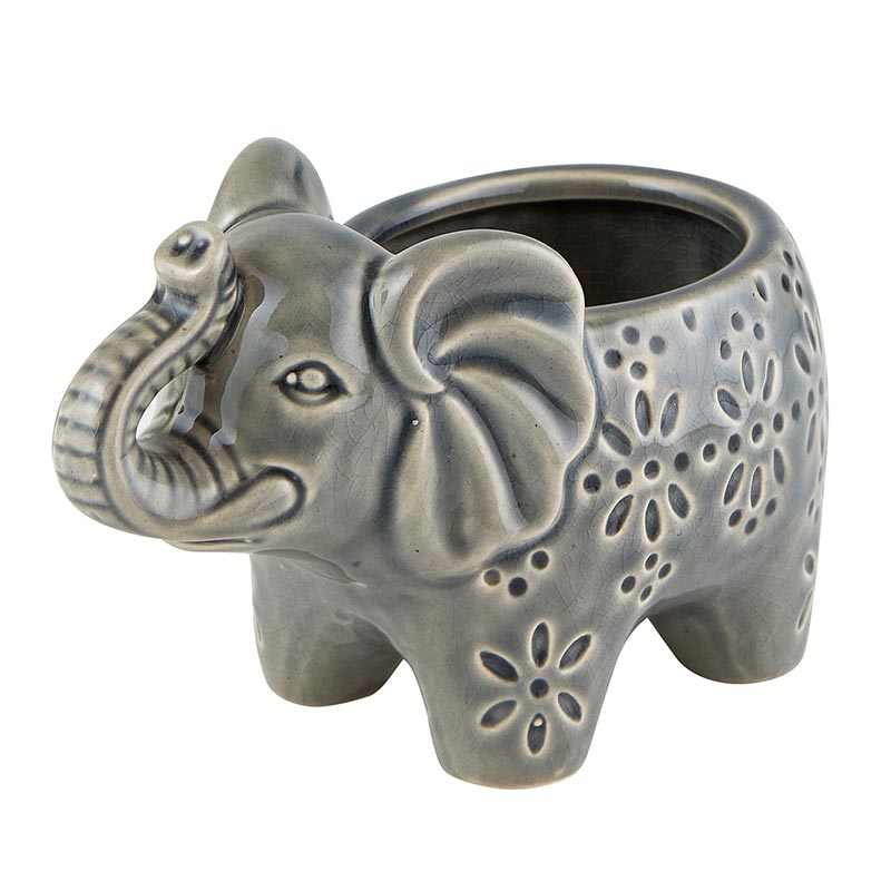 Grey Elephant Planter - Bombay Mercantile