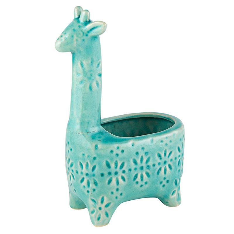 Lake Blue Giraffe Planter - Bombay Mercantile