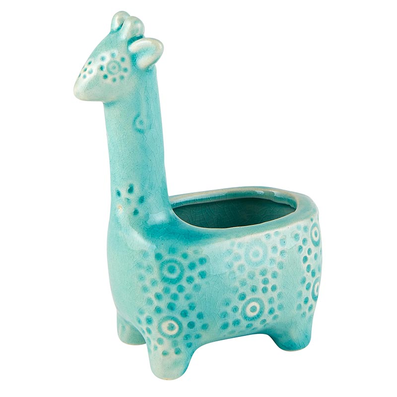 Lake Blue Giraffe Planter - Bombay Mercantile