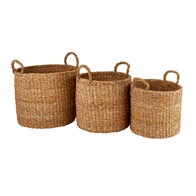 Seagrass Basket - Round Cylinder - Bombay Mercantile