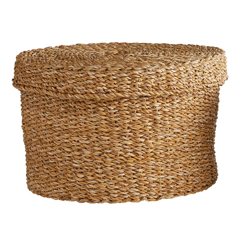 Seagrass Basket - Round Box with Lid - Bombay Mercantile
