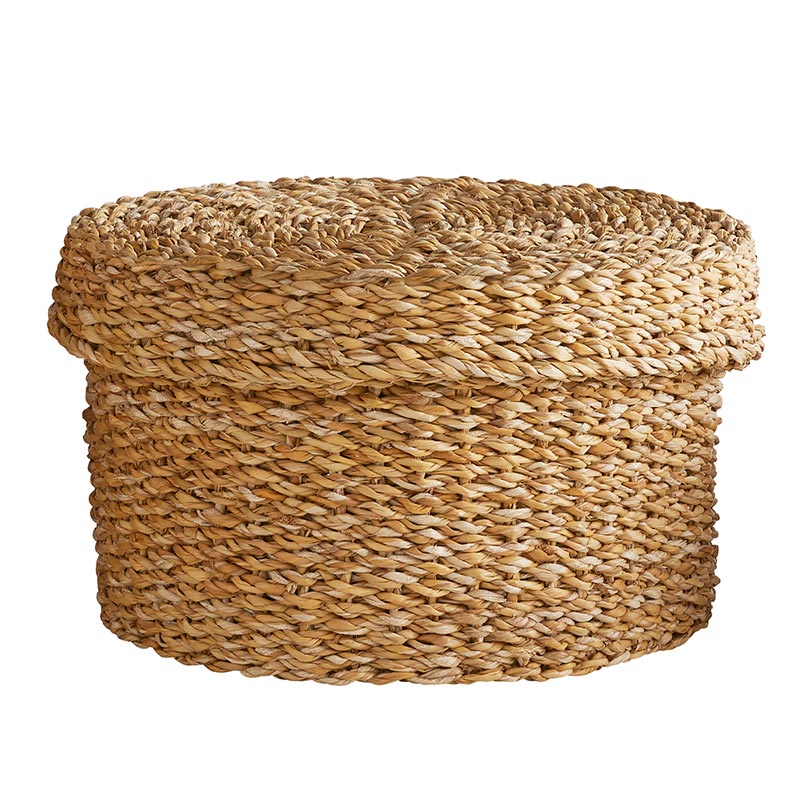 Seagrass Basket - Round Box with Lid - Bombay Mercantile