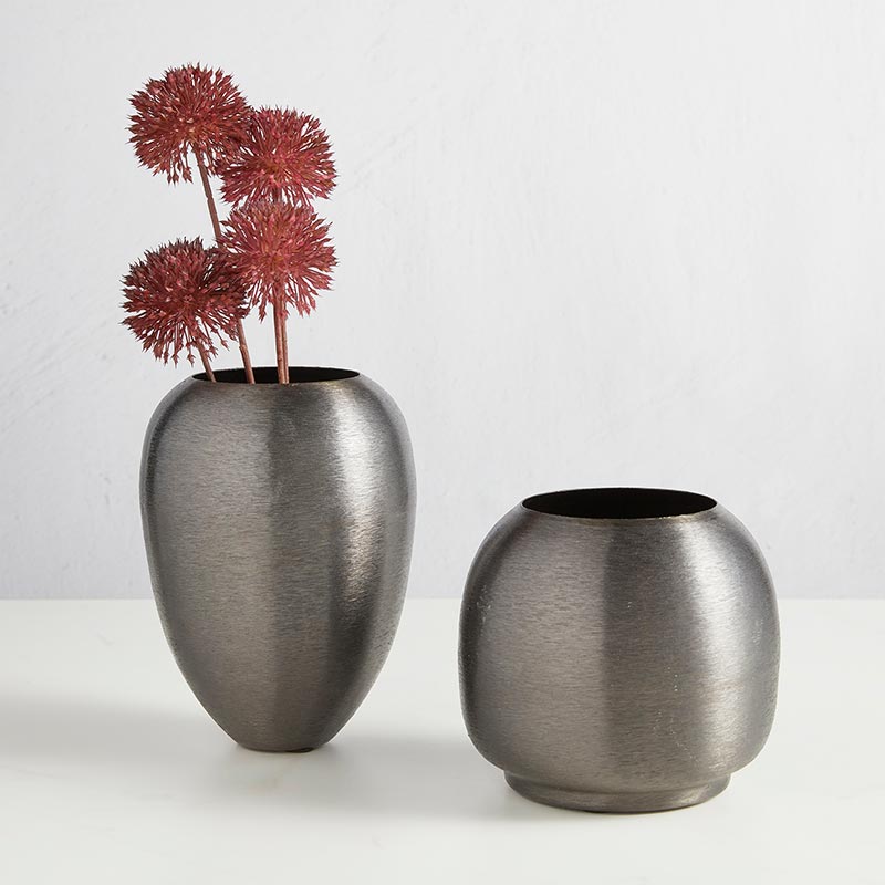 Brushed Black Vase - Bombay Mercantile
