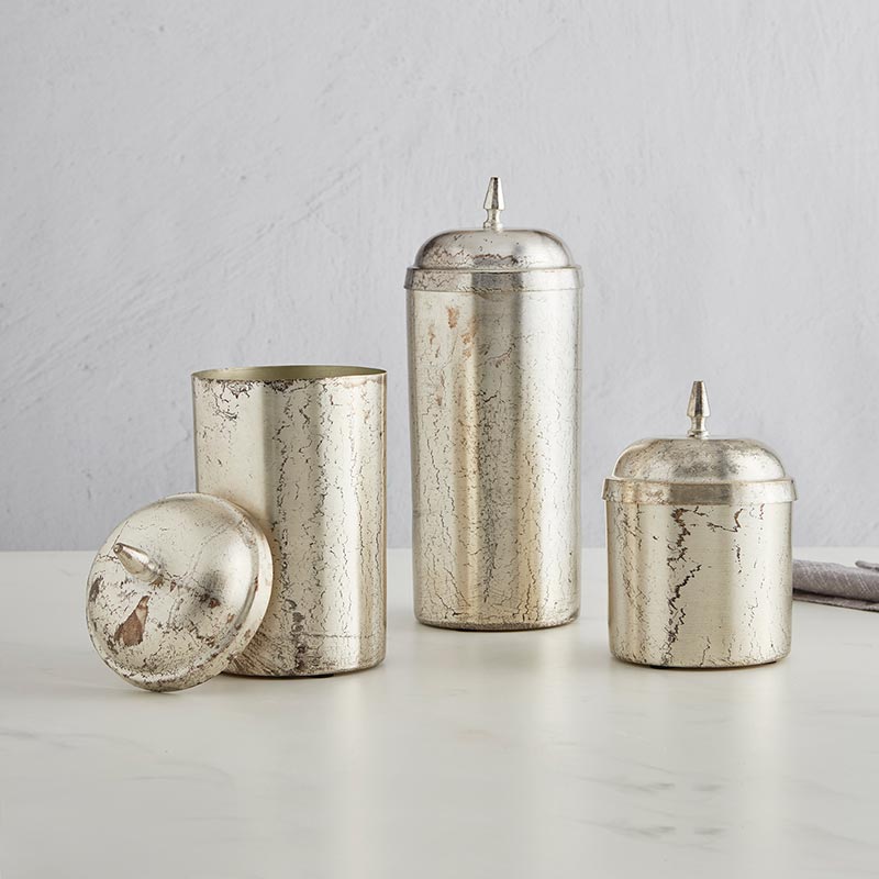Container Set - Silver Crackle - Bombay Mercantile
