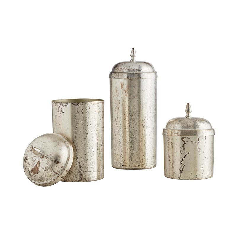 Container Set - Silver Crackle - Bombay Mercantile