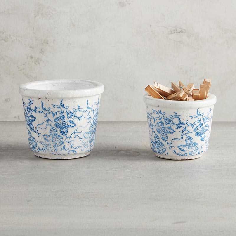 Vintage Blue Pot - Bombay Mercantile