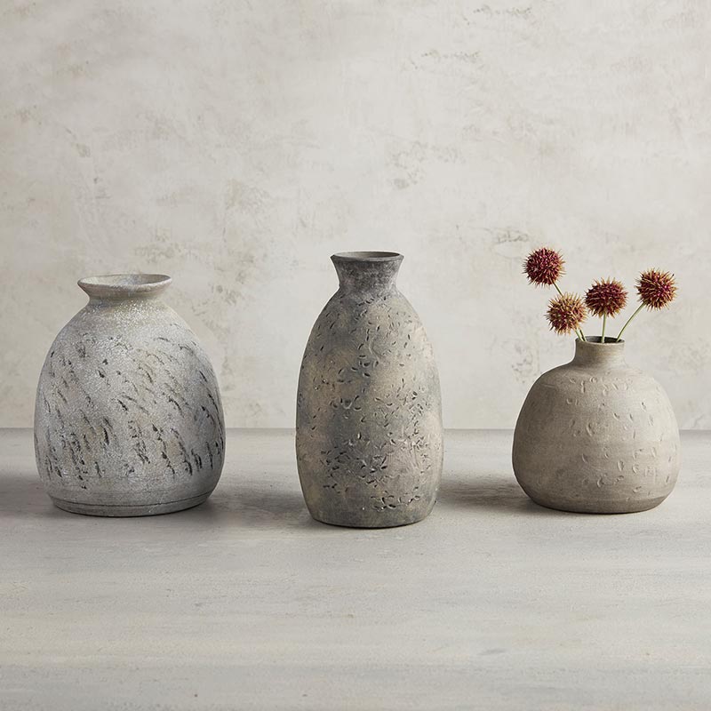 Rustic Textured Vase - Gray - Bombay Mercantile
