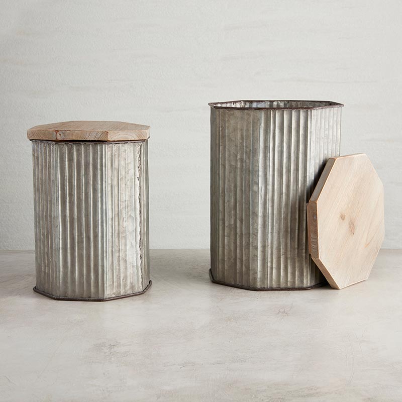Galvanized Container with Lid - Bombay Mercantile