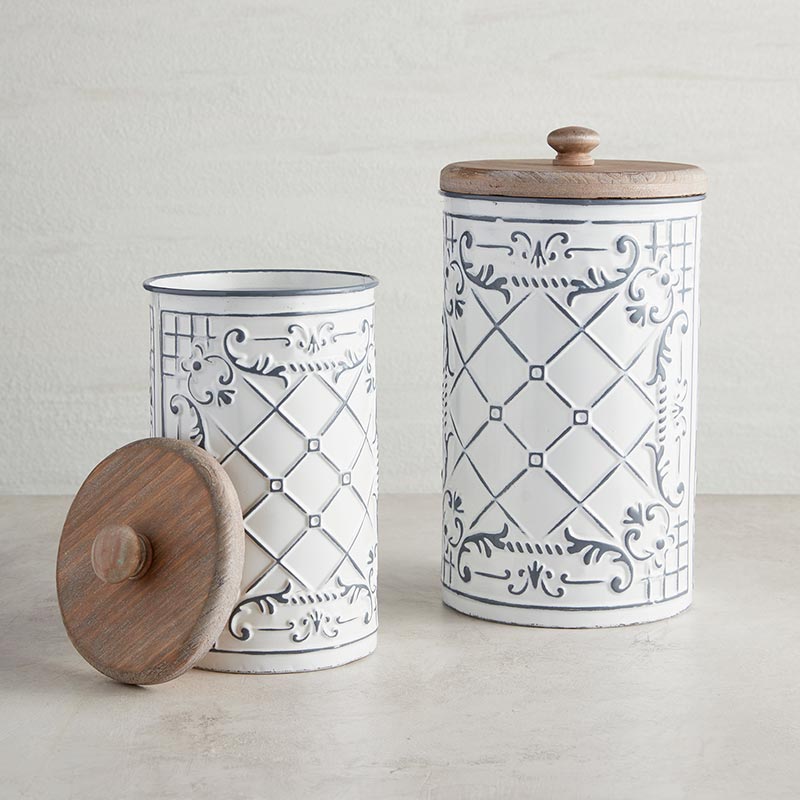 Canister with Wooden Lid - Bombay Mercantile