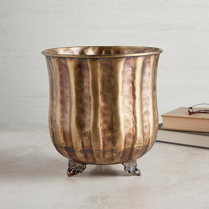 Antique Brass Planter - Bombay Mercantile