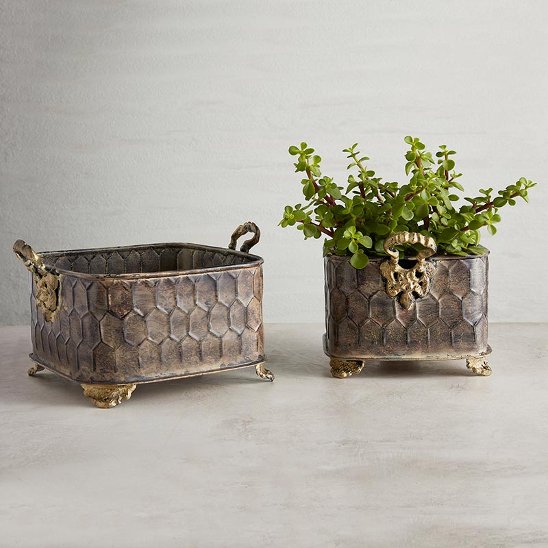 Rectangle Embossed Planter - Bombay Mercantile