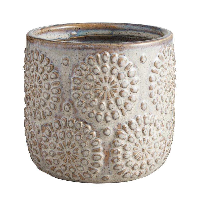 Flower Embossed Pot - Bombay Mercantile
