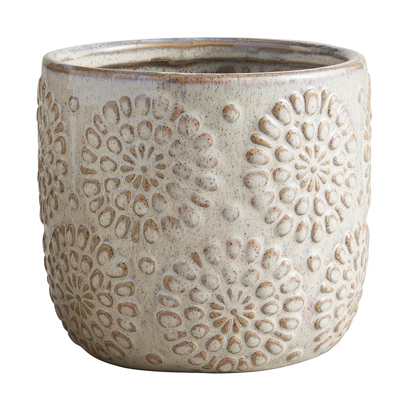 Flower Embossed Pot - Bombay Mercantile