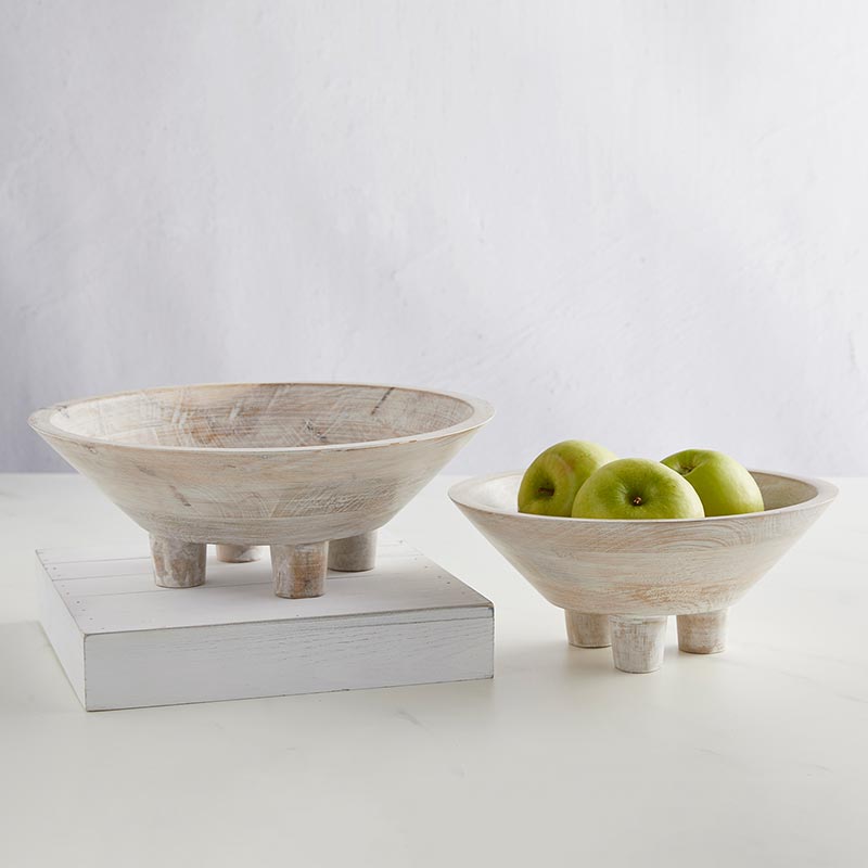 Footed Wooden Bowl - Bombay Mercantile