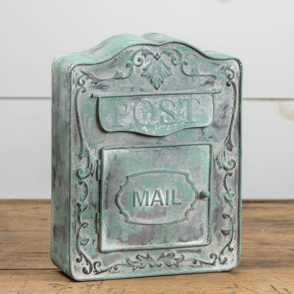 13" GREEN METAL POST BOX - Bombay Mercantile