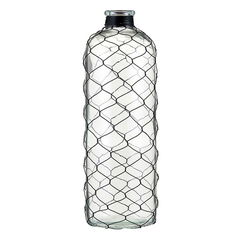Short n Large Glass Vase with Wire - Bombay Mercantile