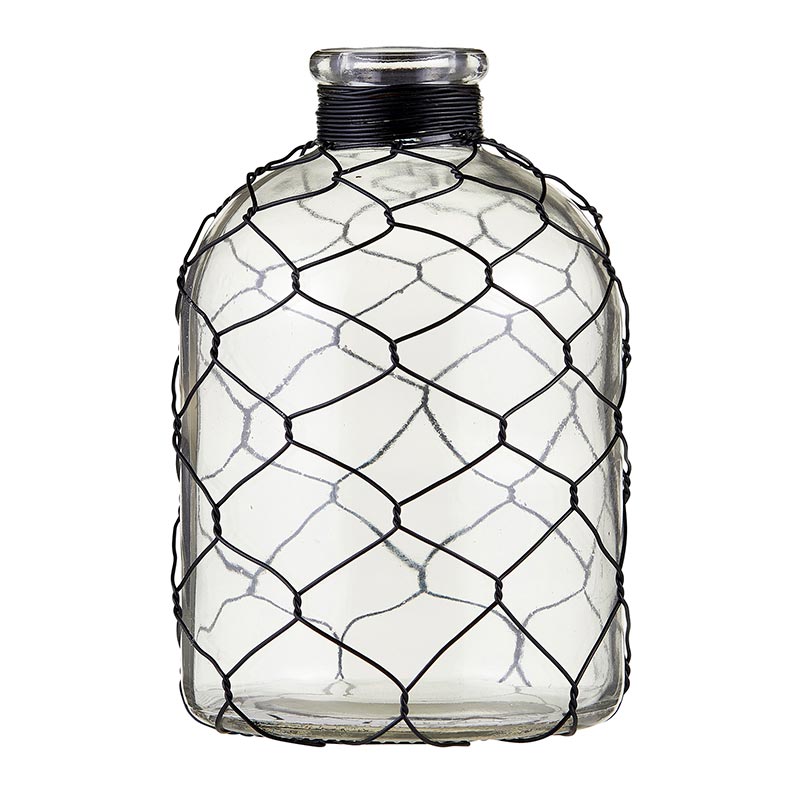 Short n Large Glass Vase with Wire - Bombay Mercantile
