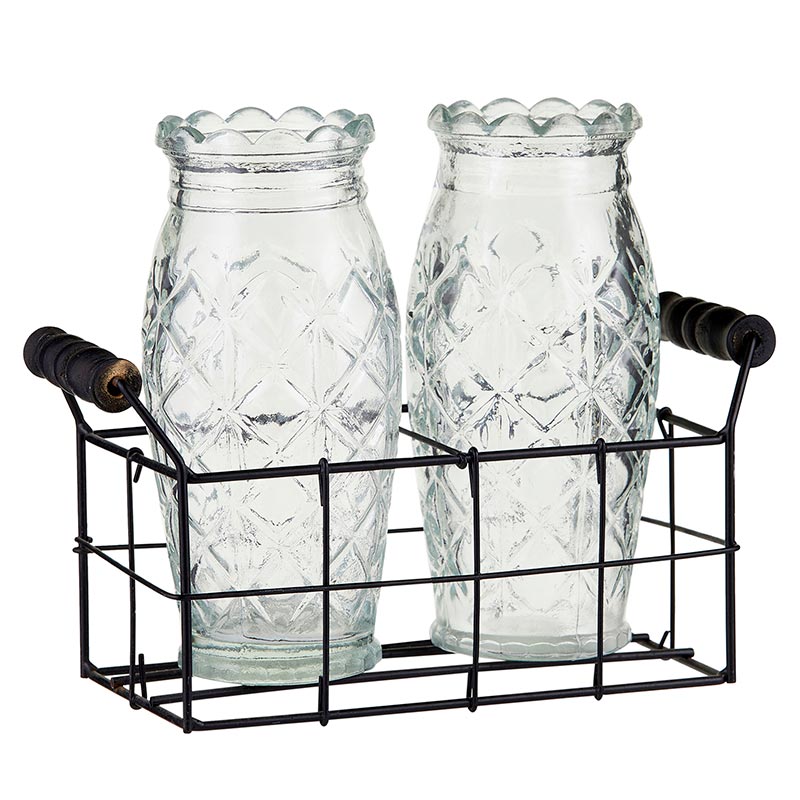 2 Vases with Caddy - Bombay Mercantile