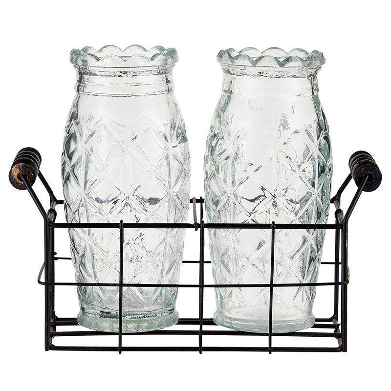 2 Vases with Caddy - Bombay Mercantile