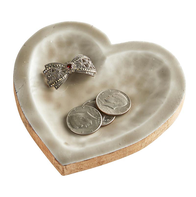 Wooden Tray - Heart - Bombay Mercantile