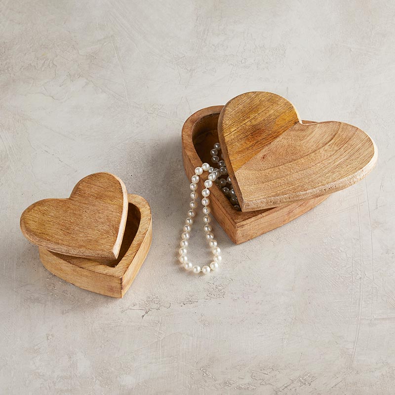 Wooden Heart Box - Large - Bombay Mercantile