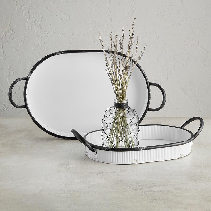 Metal Tray Set - Oval - Bombay Mercantile